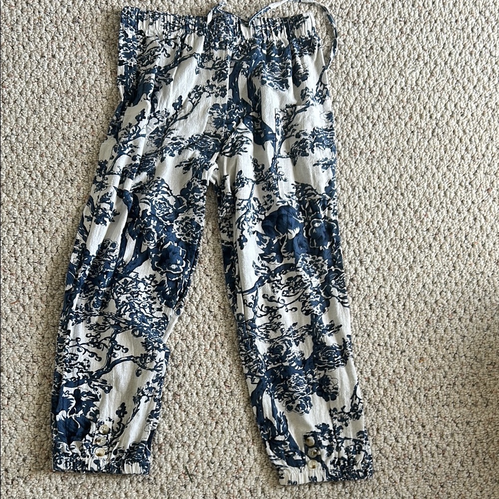 Kids Blue and White Patterned Pants